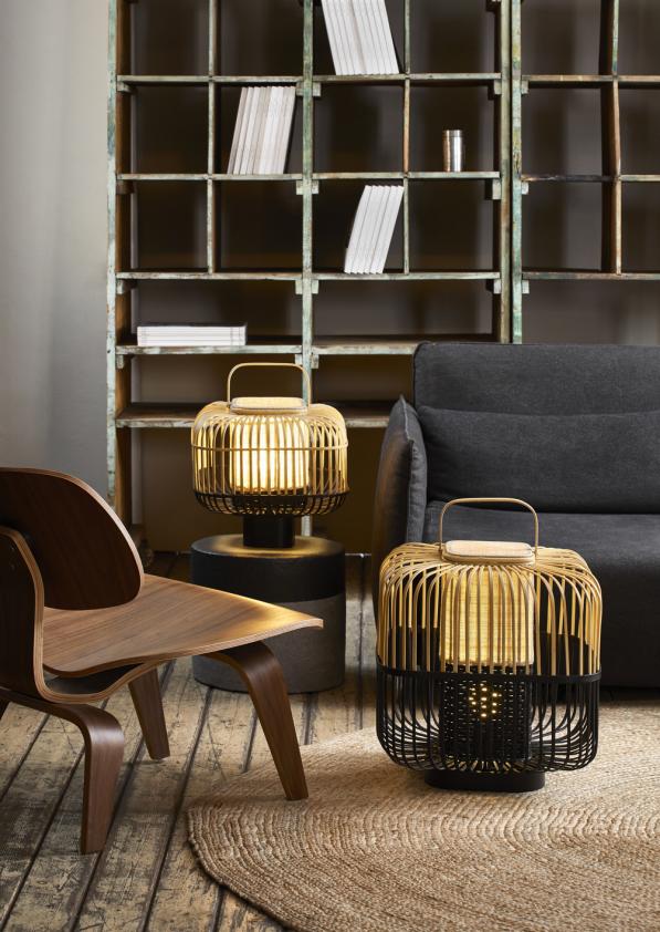 Lampe Bamboo square S noir, Forestier