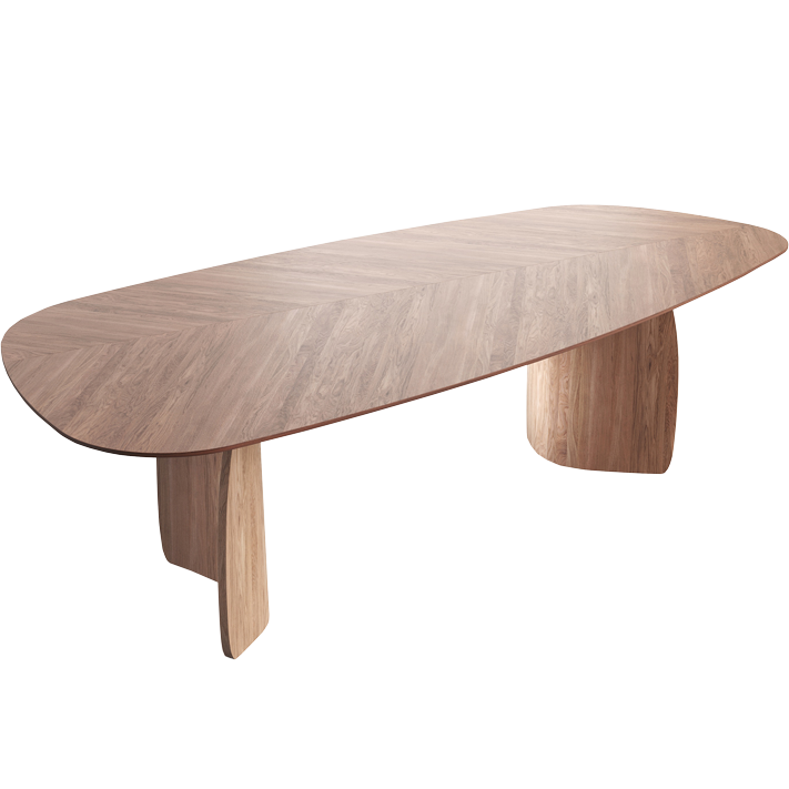 Table Dolmen avec un plateau finition point de hongrie, Mobitec