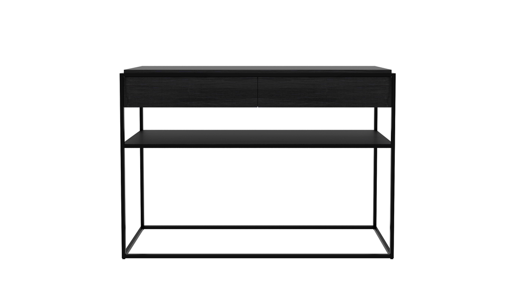 Console Monolit en chêne - 2 tiroirs - métal noir, Ethnicraft
