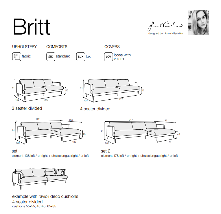 Canapé Britt, Sits