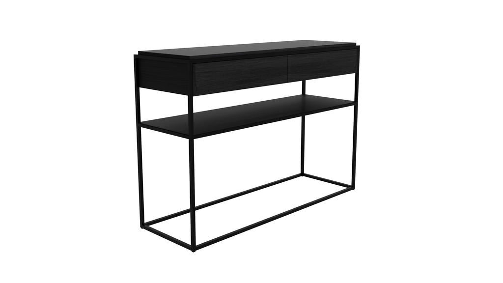 Console Monolit en chêne - 2 tiroirs - métal noir, Ethnicraft