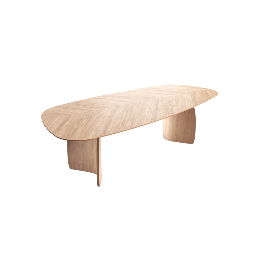 Table Dolmen avec un plateau finition point de hongrie, Mobitec