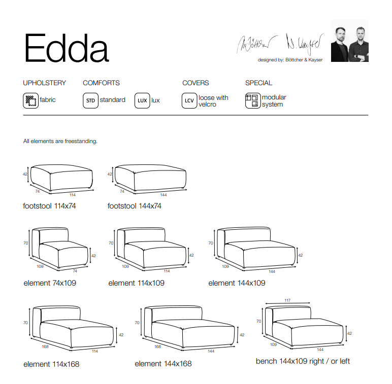 Canapé Edda modulable, Sits