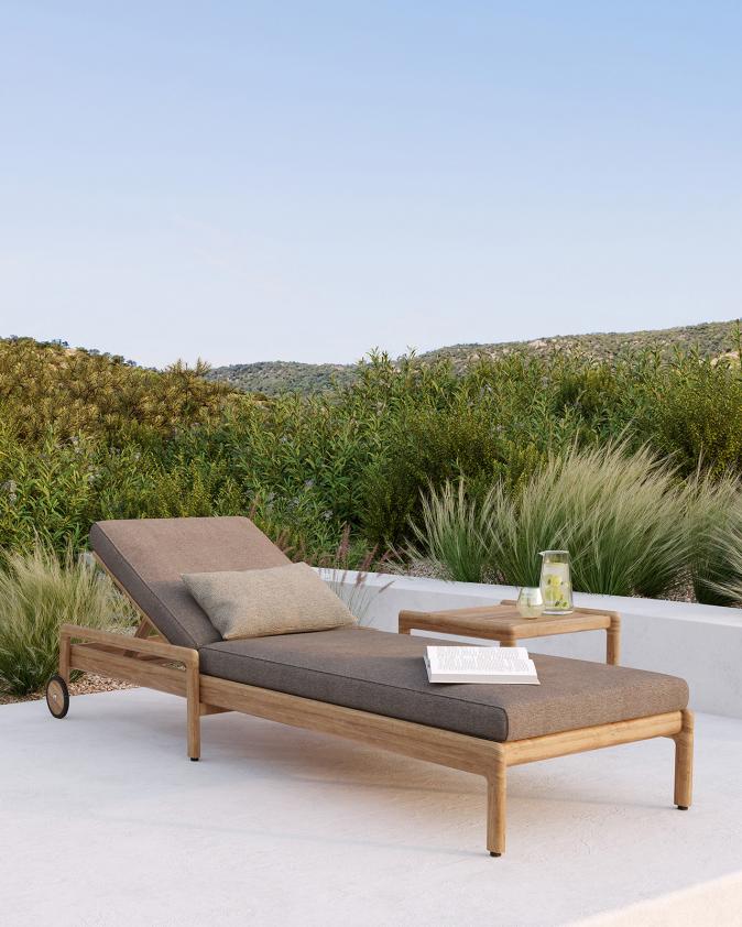 Chaise-longue inclinable de jardin Jack en teck, Ethnicraft