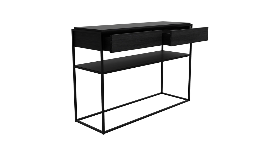 Console Monolit en chêne - 2 tiroirs - métal noir, Ethnicraft