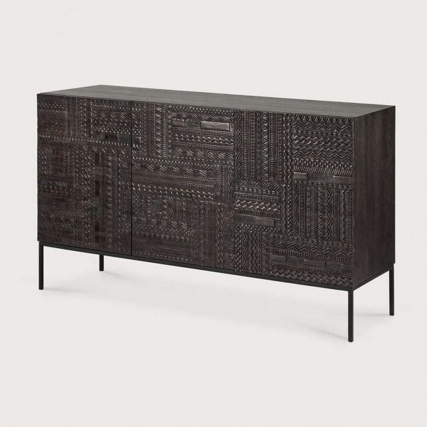 Buffet Tabwa en teck noir 3 portes, Ethnicraft