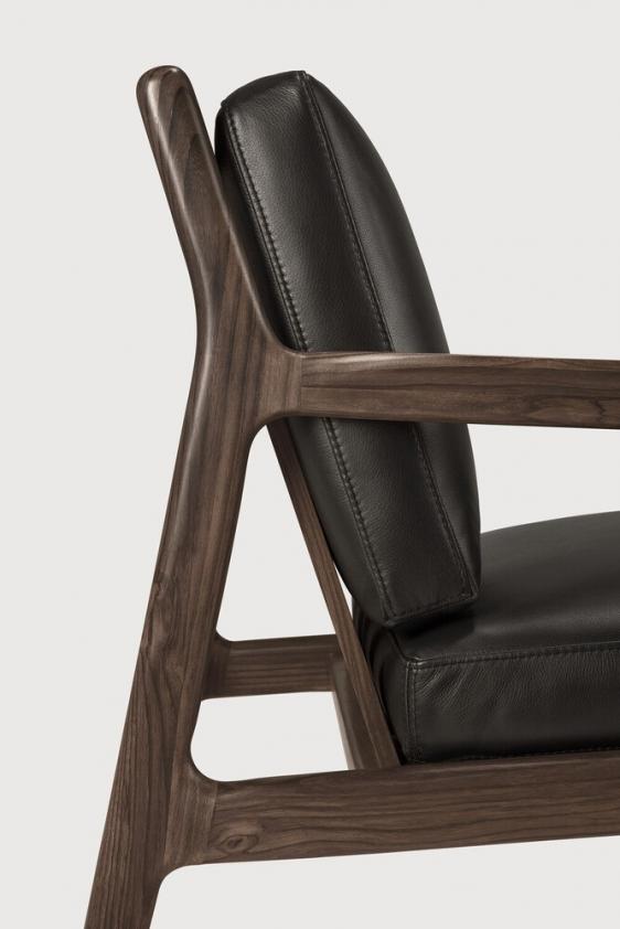 Fauteuil Jack en bois de rose - cuir noir, Ethnicraft