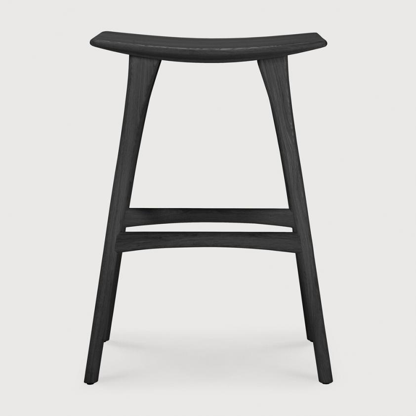 Tabouret de bar Osso en chêne noir vernis H80, Ethnicraft