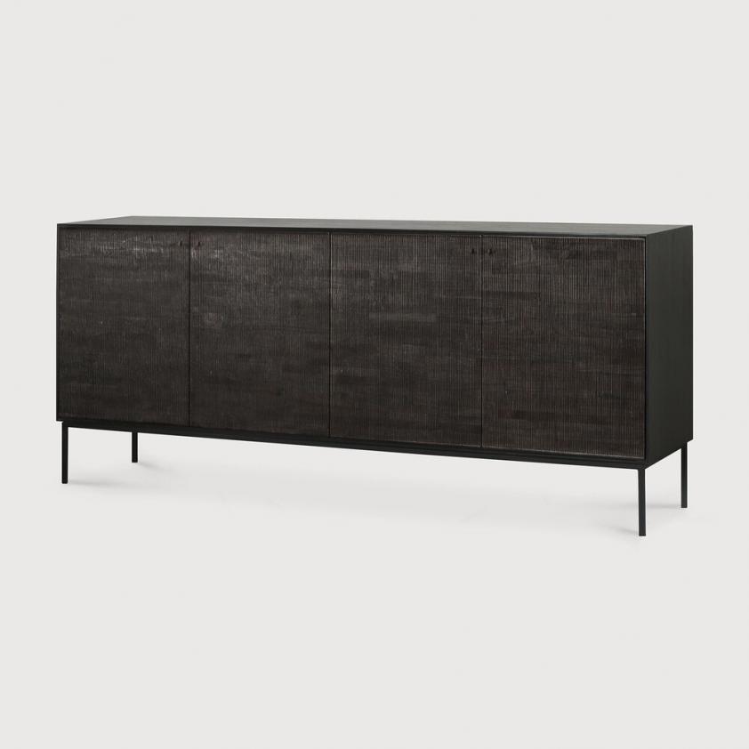 Buffet Grooves en teck noir 4 portes, Ethnicraft