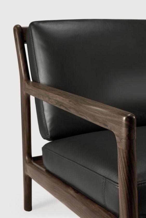 Fauteuil Jack en bois de rose - cuir noir, Ethnicraft
