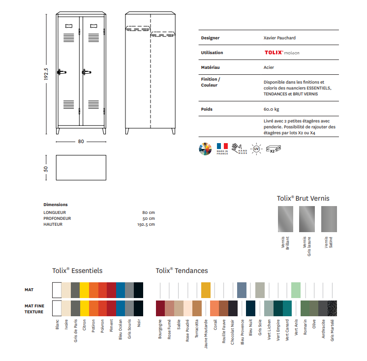 Vestiaire B2 haut, Tolix