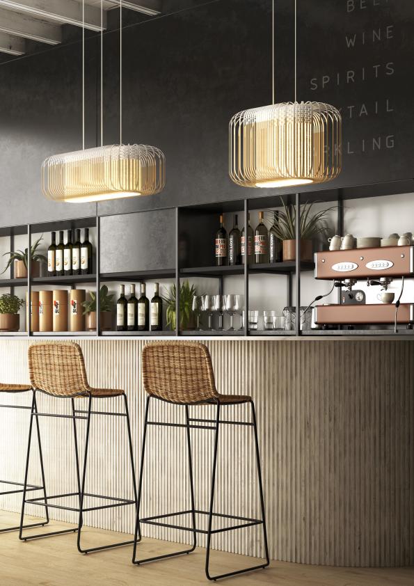 Suspension Bamboo oval L noir, Forestier