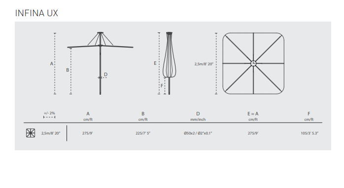 Parasol droit Infina UX, Umbrosa