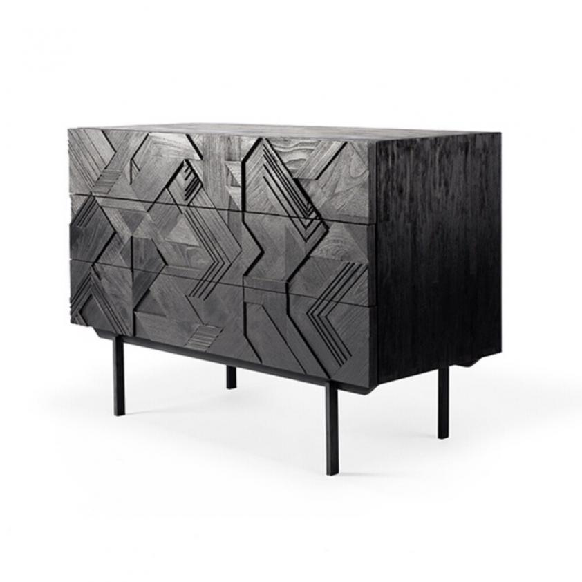 Commode Graphic en teck noir, Ethnicraft