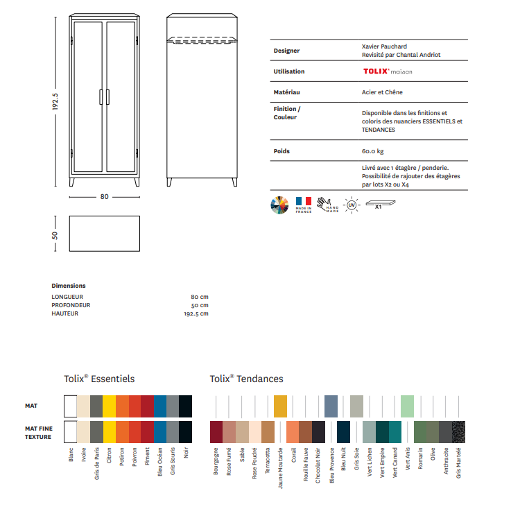 Vestiaire B2 HAUT PERFORE, Tolix