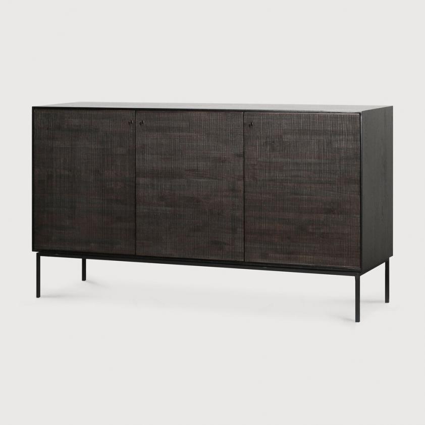 Buffet Grooves en teck noir 3 portes , Ethnicraft