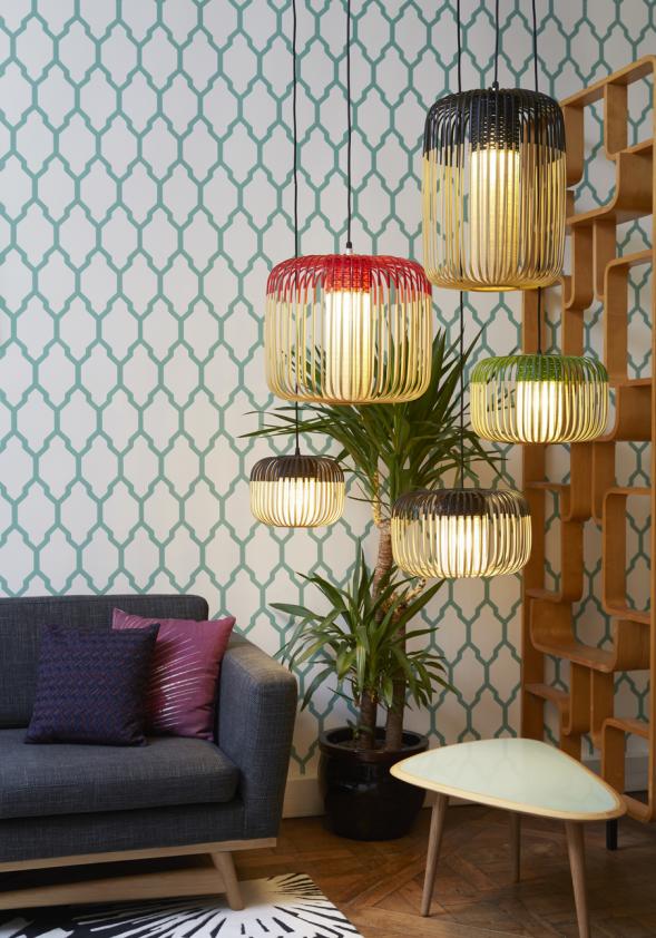 Suspension Bamboo light L noir, Forestier