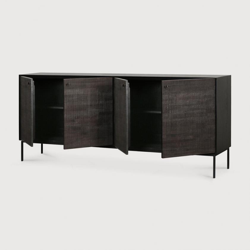 Buffet Grooves en teck noir 4 portes, Ethnicraft