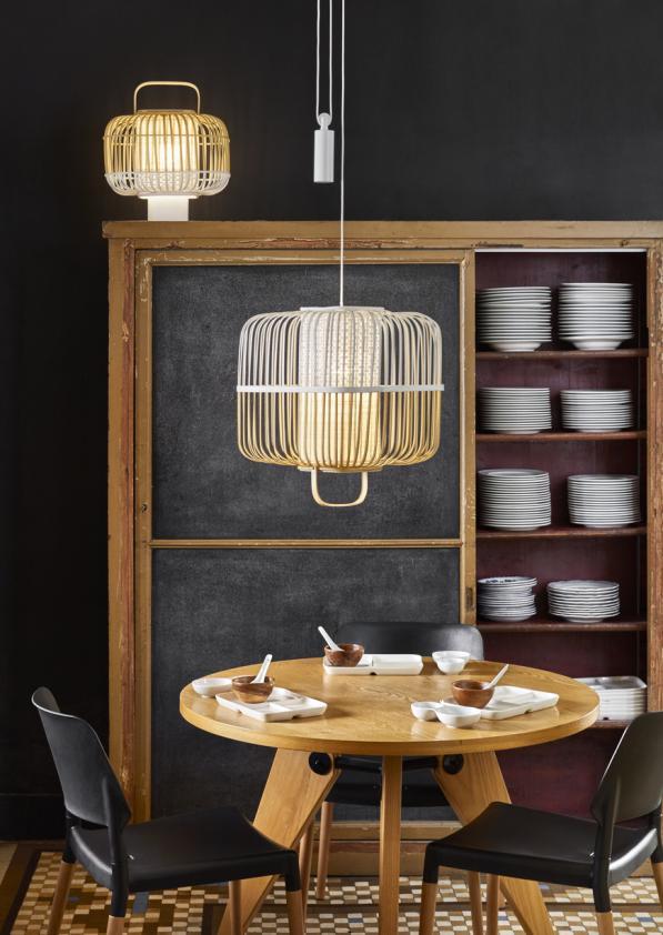 Suspension Bamboo square M blanc, Forestier