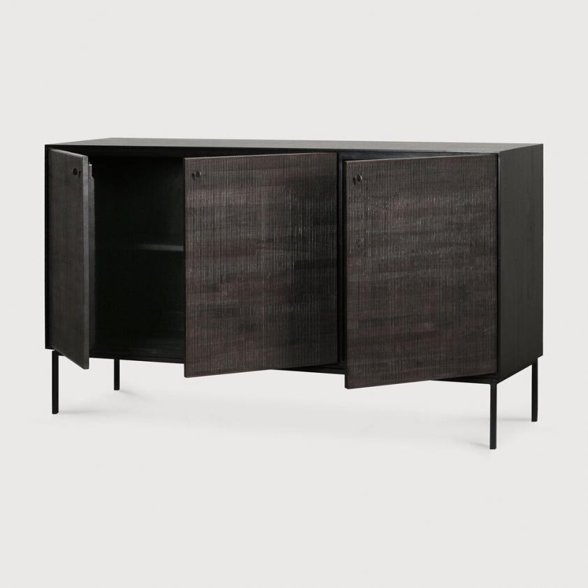 Buffet Grooves en teck noir 3 portes , Ethnicraft