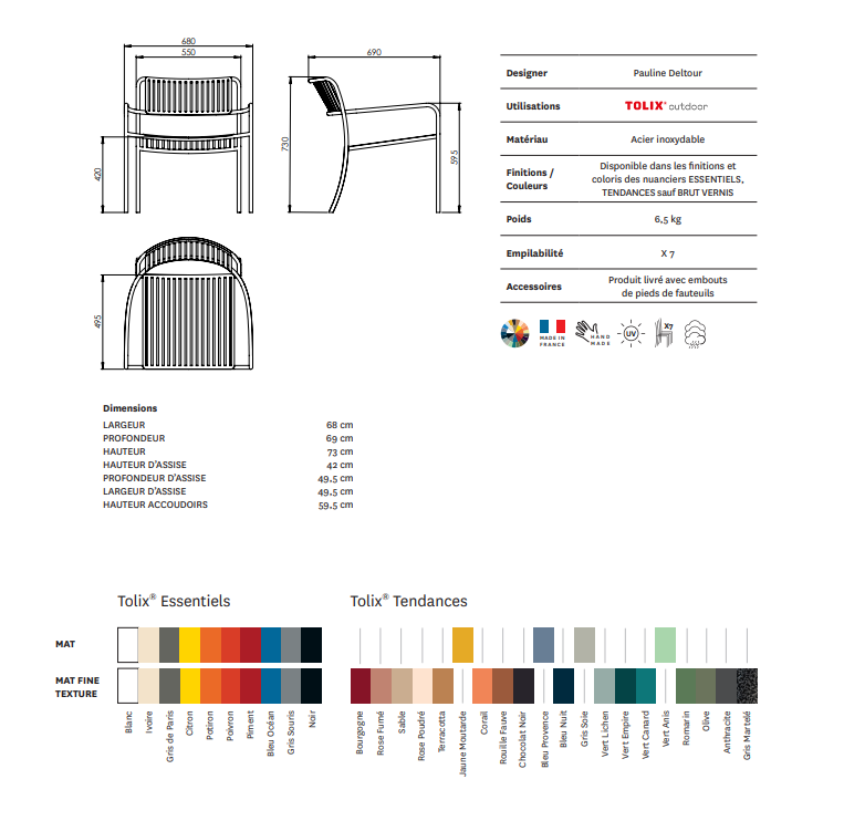 FAUTEUIL LOUNGE PATIO LAMES, Tolix