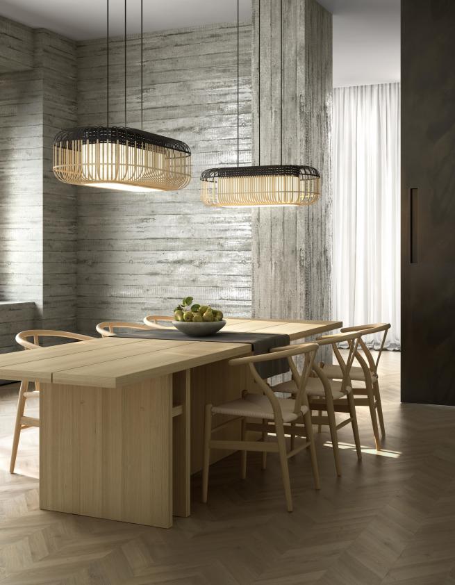 Suspension Bamboo oval L noir, Forestier