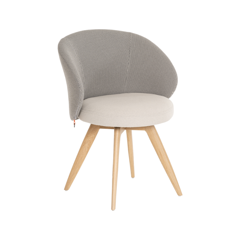 Chaise Neo dossier incurvé avec piétement bois oblique, Mobitec