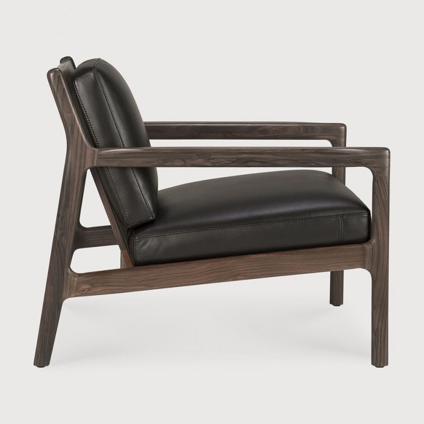 Fauteuil Jack en bois de rose - cuir noir, Ethnicraft