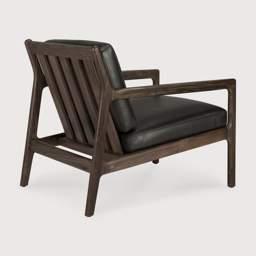 Fauteuil Jack en bois de rose - cuir noir, Ethnicraft