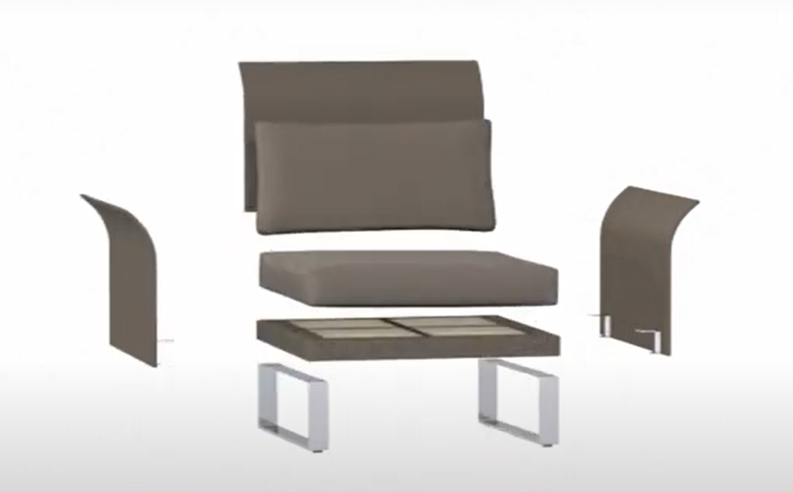 Fauteuil salon KOMFY avec coussins assise et dossier, Sifas