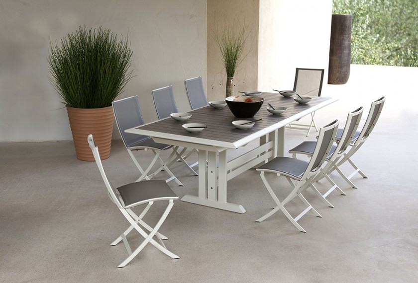 Table Hegoa extensible (pied central), Les Jardins 